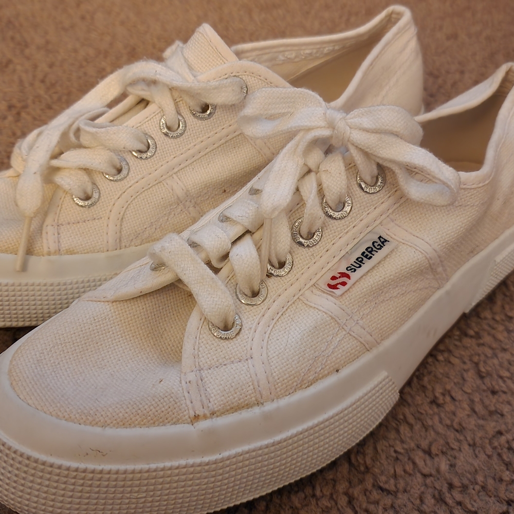 Superga Cream Canvas Sneakers